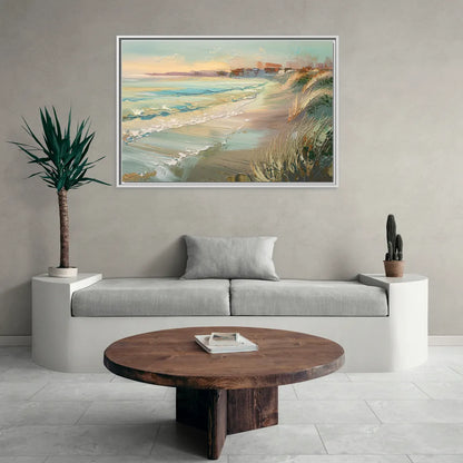 Seaside Shoreline Escape - Living Room White Frame Canvas