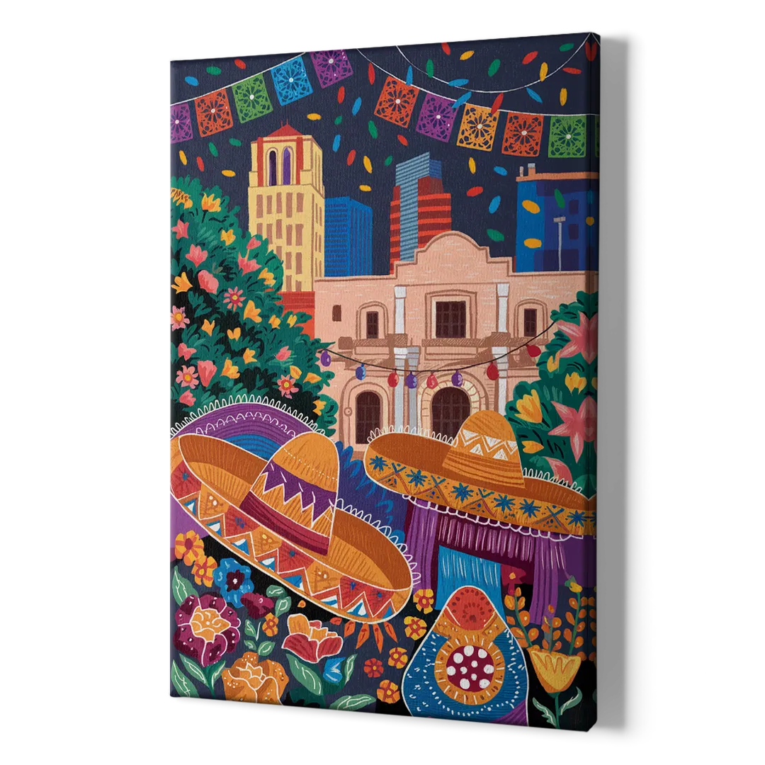 San Antonio Fiesta Colors - Canvas Print Art Sides
