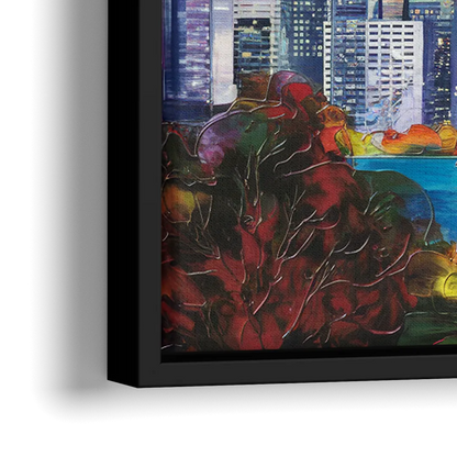Seattle Space Needle View - Close-Up Black Frame Canvas