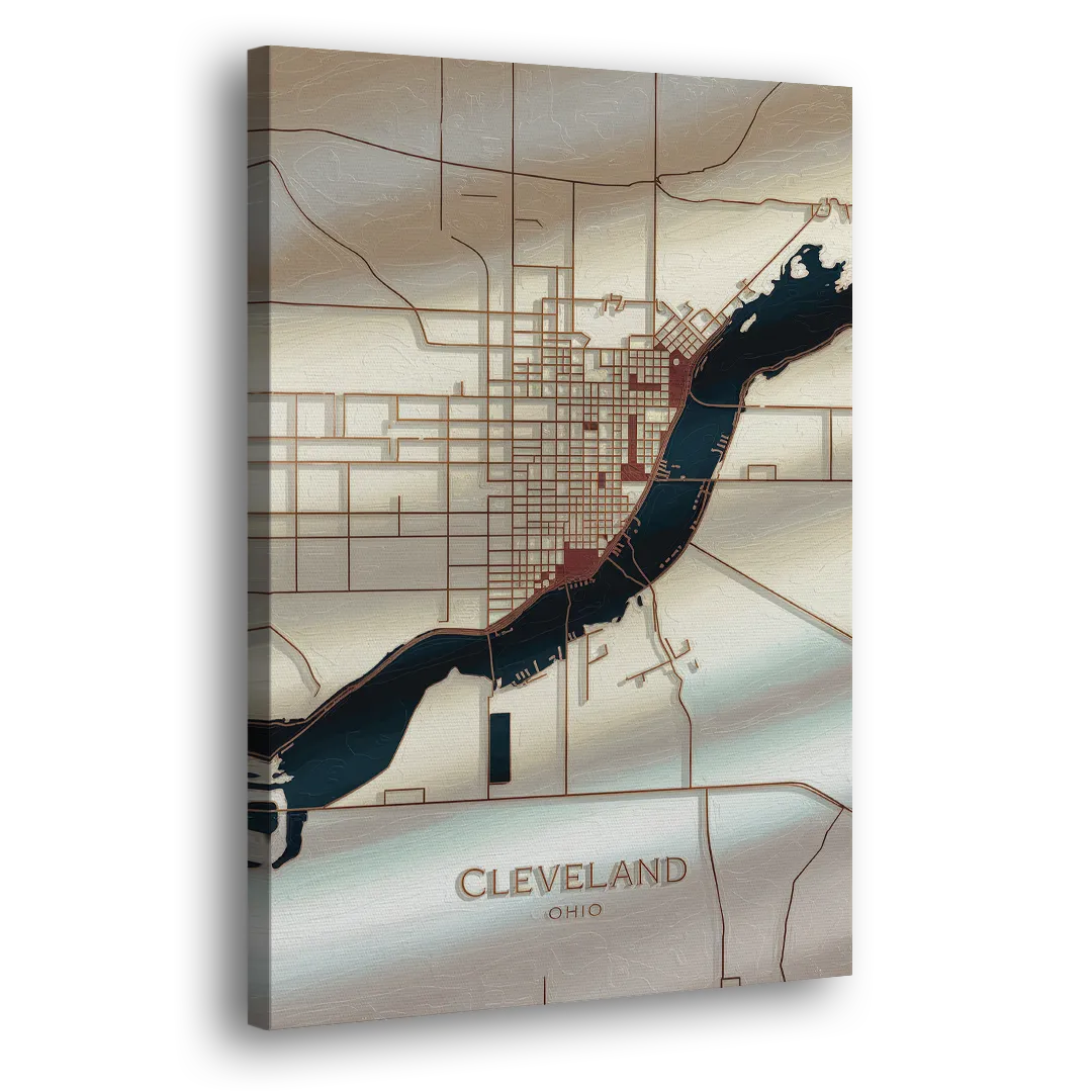 Cleveland Ohio Map Design - Canvas Print Art Sides