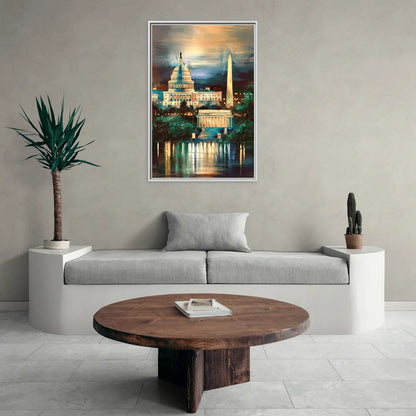 Washington DC Historic Landmarks - Living Room White Frame Canvas