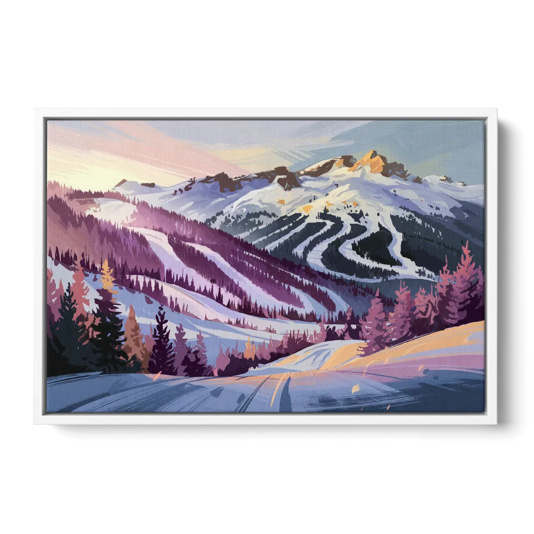 Breckenridge Snowy Peaks - White Frame Canvas