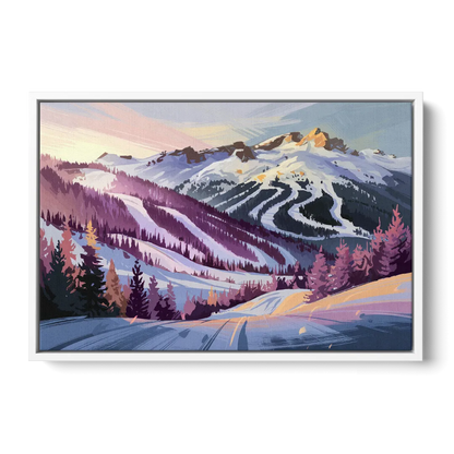 Breckenridge Snowy Peaks - White Frame Canvas
