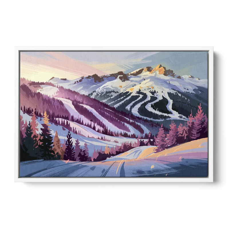 Breckenridge Snowy Peaks - White Frame Canvas