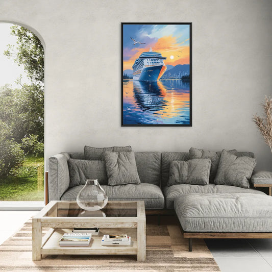 Vancouver Cruise Ship Terminal - Living Room Black Frame Canvas