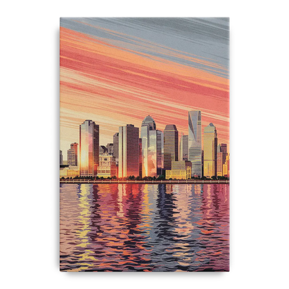 Jersey City Skyline and Hudson River - Canvas Wall Art