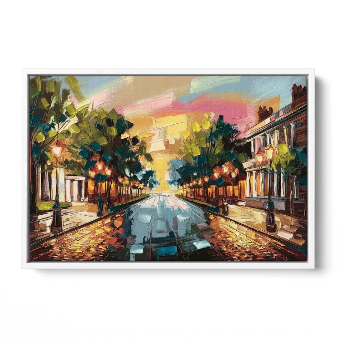 Richmond Monument Avenue - White Frame Canvas