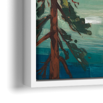 Lake Tahoe Forest Horizon - Close-Up White Frame Canvas