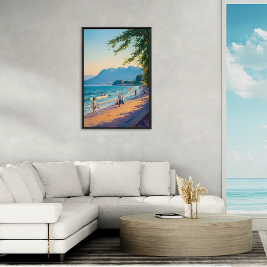 Kitsilano Beach Day - Living Room Black Frame Canvas