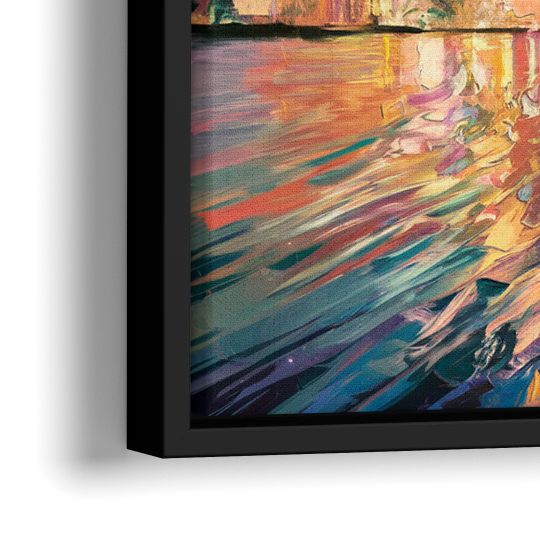Tampa Cityscape Reflection - Close-Up Black Frame Canvas