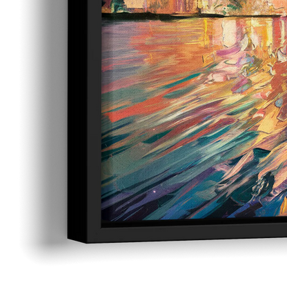Tampa Cityscape Reflection - Close-Up Black Frame Canvas