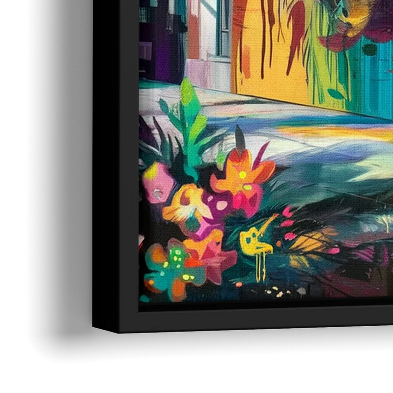 Miami Wynwood Murals - Close-Up Black Frame Canvas