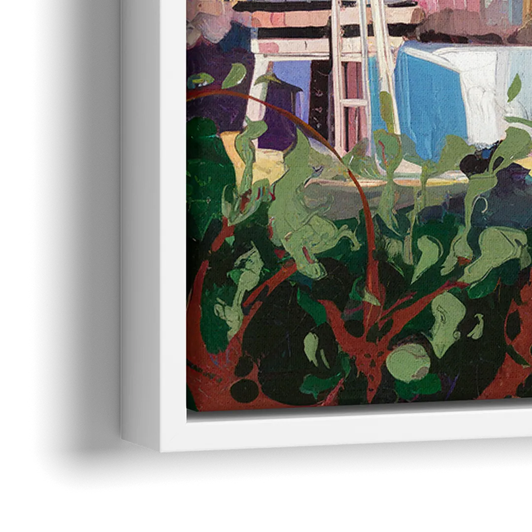 Seattle Skyline with Mount Rainier - Close-Up White Frame Canvas