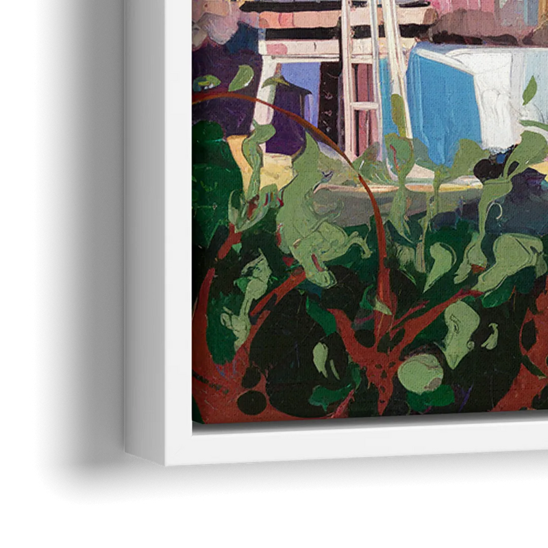 Seattle Skyline with Mount Rainier - Close-Up White Frame Canvas