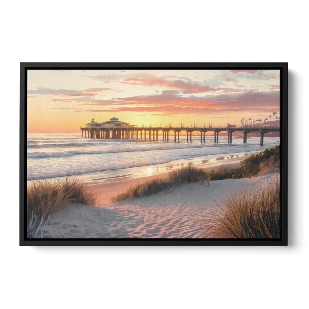 Huntington Beach Coastal Vibes - Black Frame Canvas