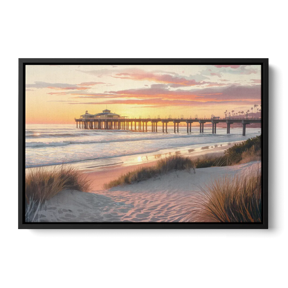 Huntington Beach Coastal Vibes - Black Frame Canvas
