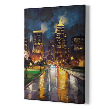 Wichita Downtown Lights - Canvas Print Art Sides