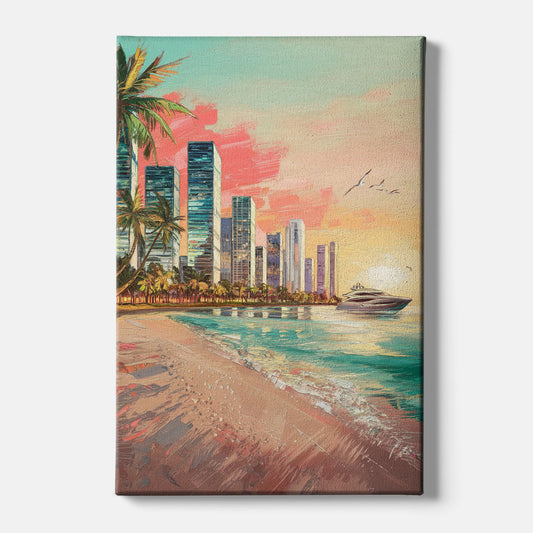 Miami Beachfront Horizon - Canvas Wall Art