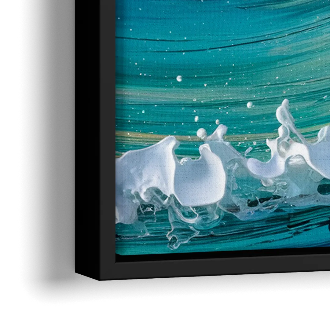 San Diego Ocean Waves - Close-Up Black Frame Canvas