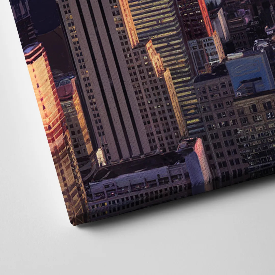 New York City Sunset Over Skyline Canvas Close Up