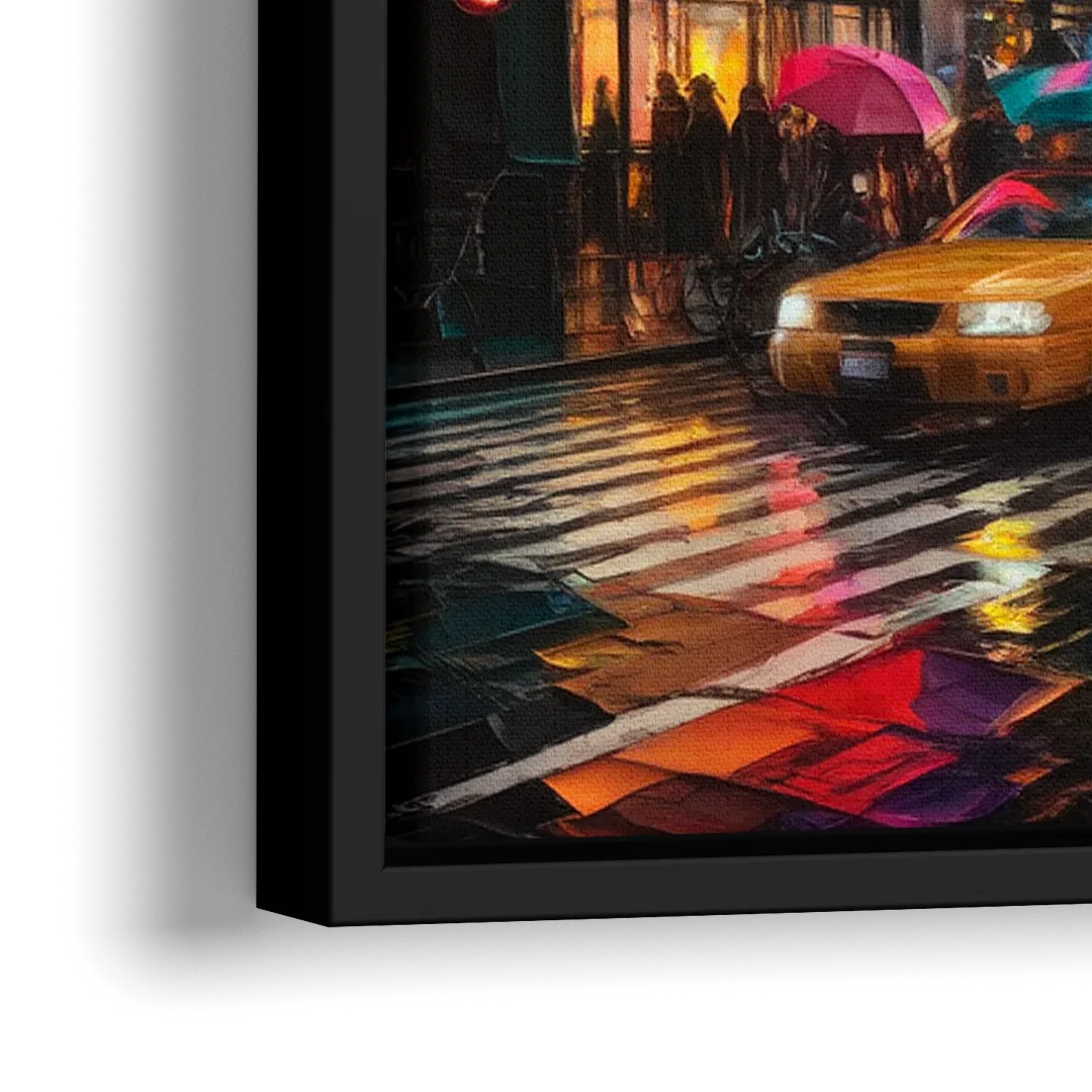 New York City Vibrant Street Scenes - Close-Up Black Frame Canvas