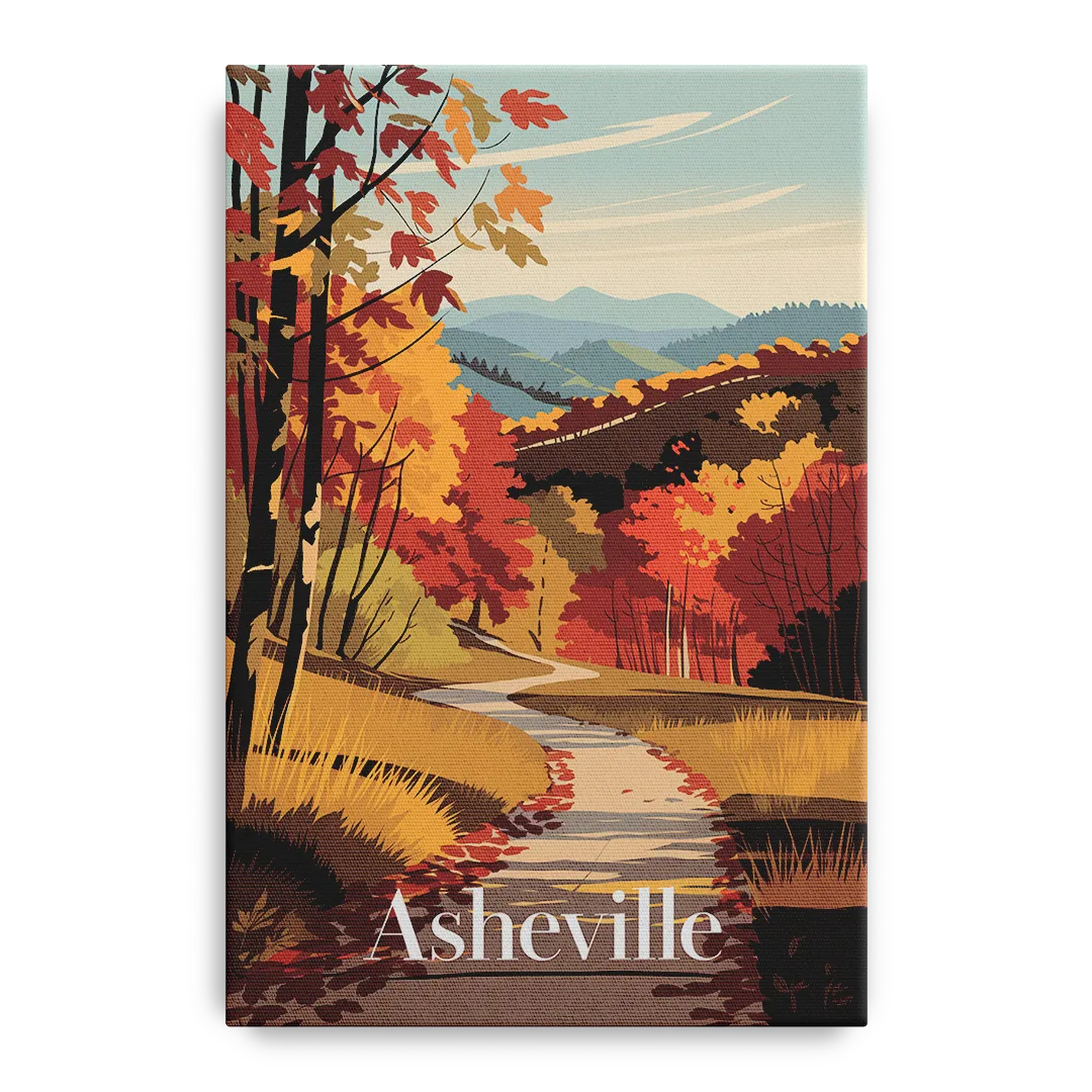 Asheville Fall Foliage Scene - Canvas Wall Art