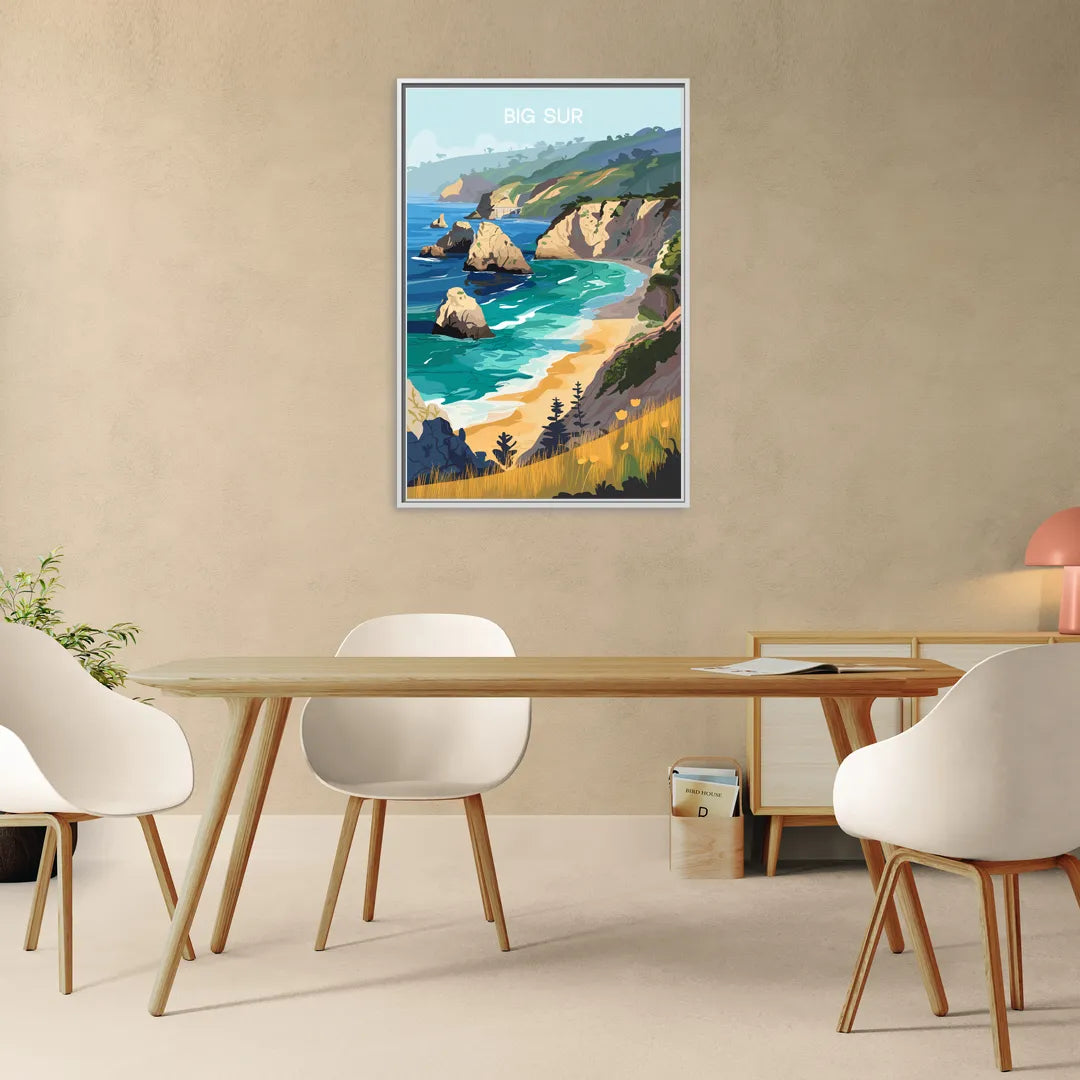 Big Sur Nature Escape - Living Room White Frame Canvas