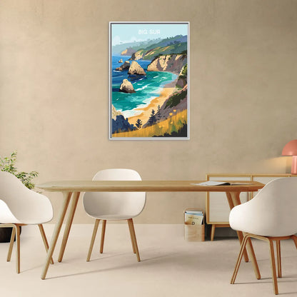 Big Sur Nature Escape - Living Room White Frame Canvas