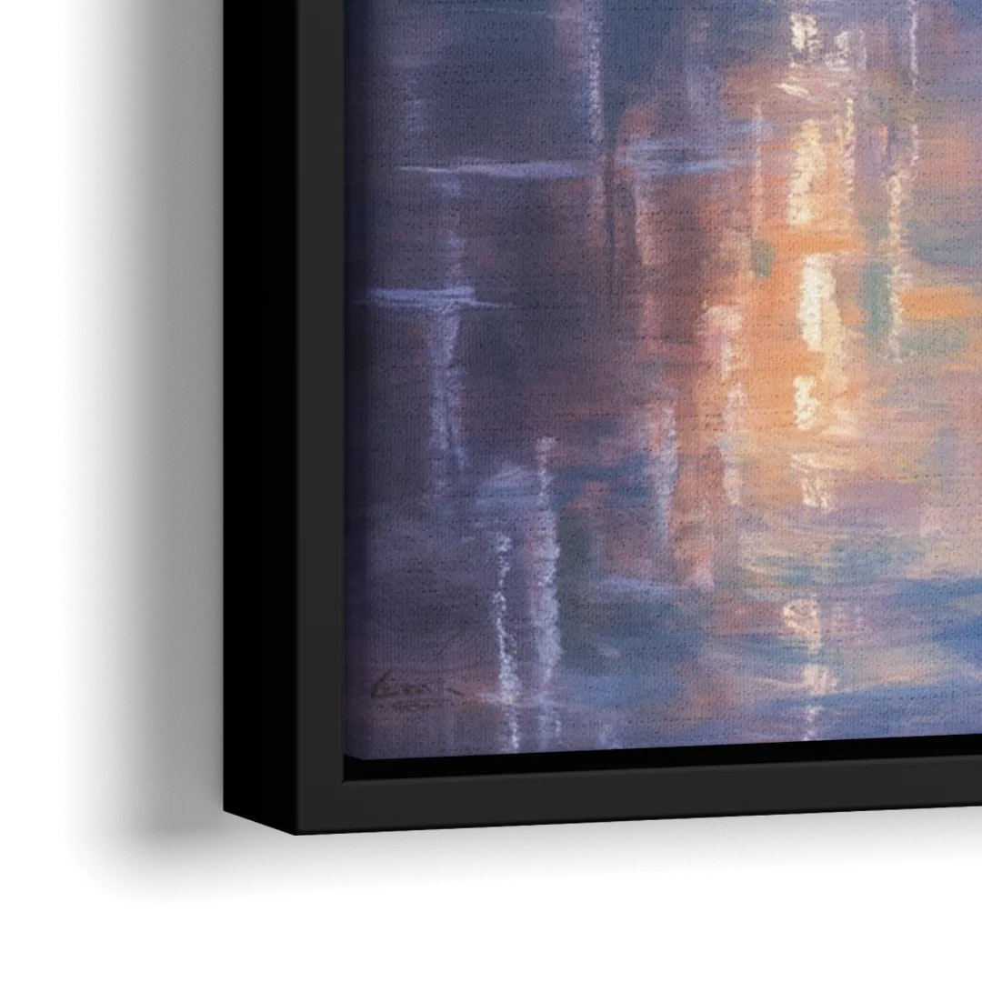 Horseshoe Falls Fog - Close-Up Black Frame Canvas