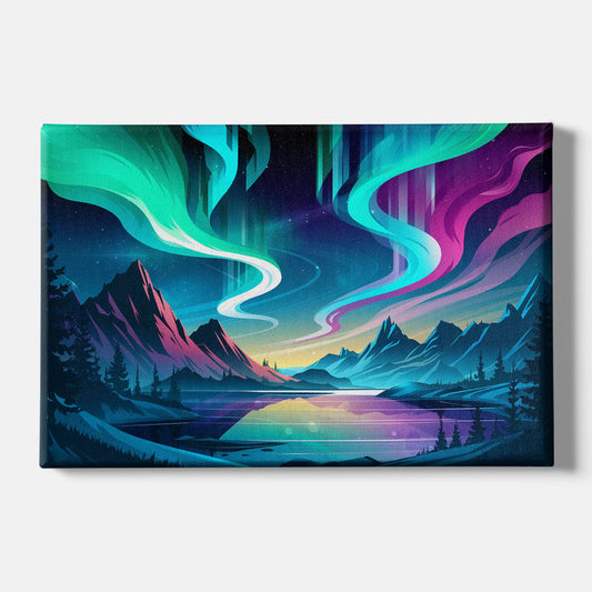 Aurora Starry Night - Canvas Wall Art