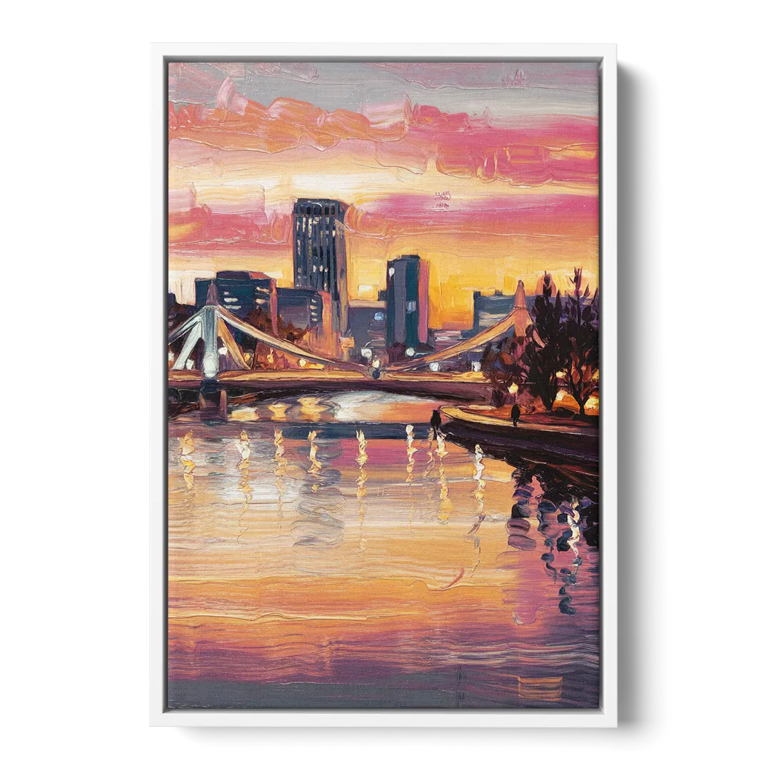 Des Moines Scenic Riverfront - White Frame Canvas