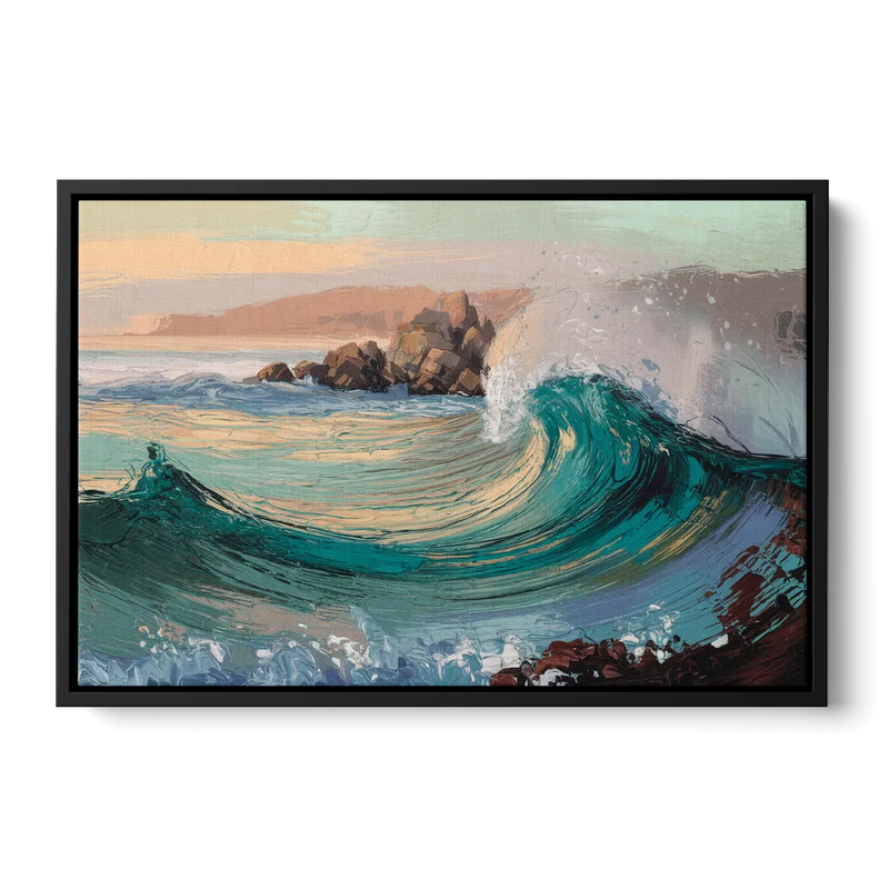 Big Sur Pacific Waves - Black Frame Canvas