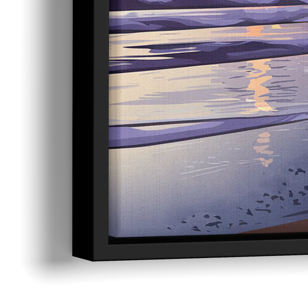 Huntington Beach Pier At Twilight - Close-Up Black Frame Canvas