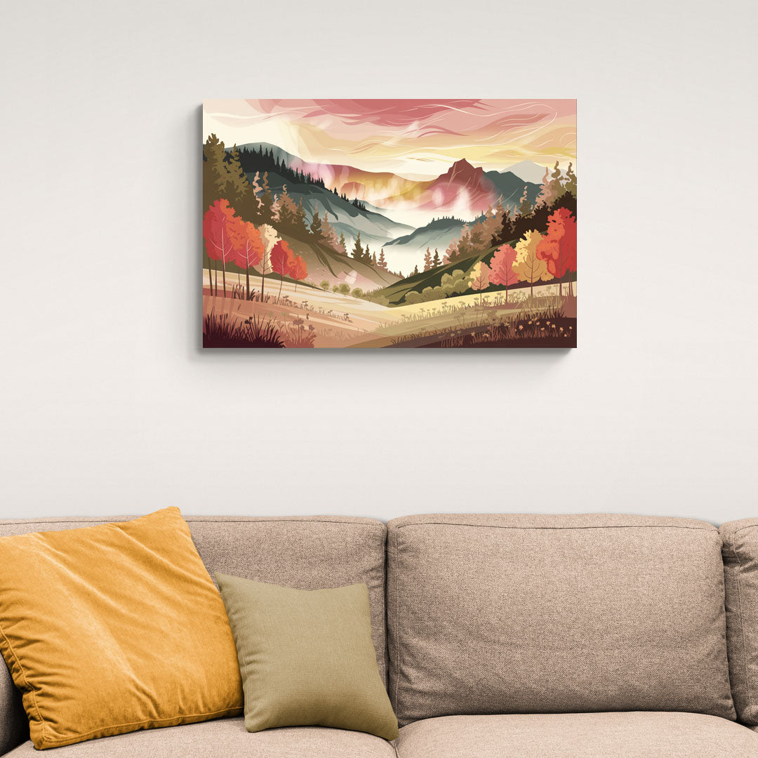 Asheville Smoky Mountain Sunrise - Canvas Wall Art Living Room