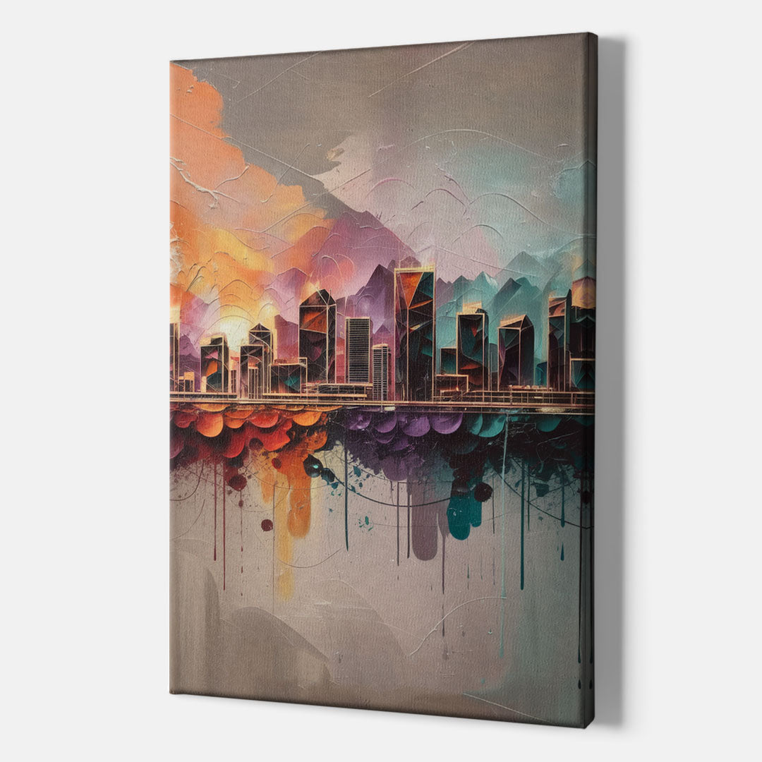 Denver Artistic Skyline - Canvas Wall Art Indoor