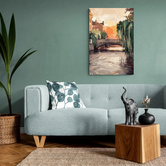 Providence Riverwalk Scene - Canvas Wall Art Living Room