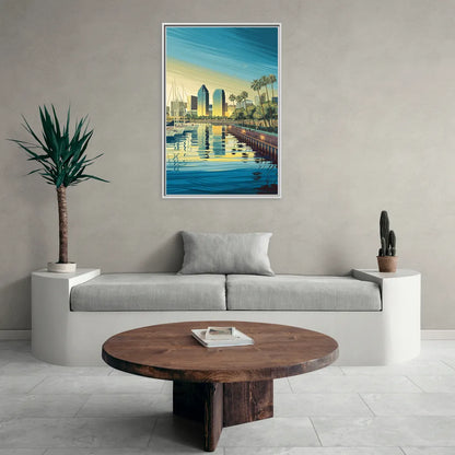 San Diego Waterfront Serenity - Living Room White Frame Canvas