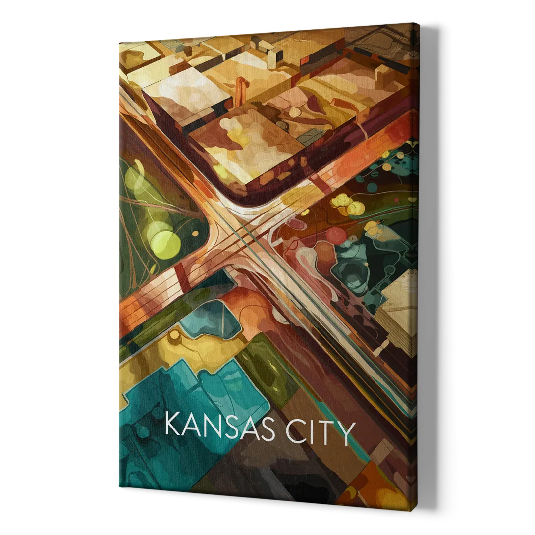 Kansas City Aerial View - Canvas Print Art Sides