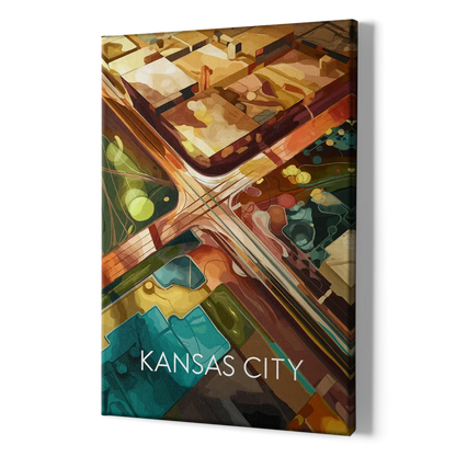Kansas City Aerial View - Canvas Print Art Sides