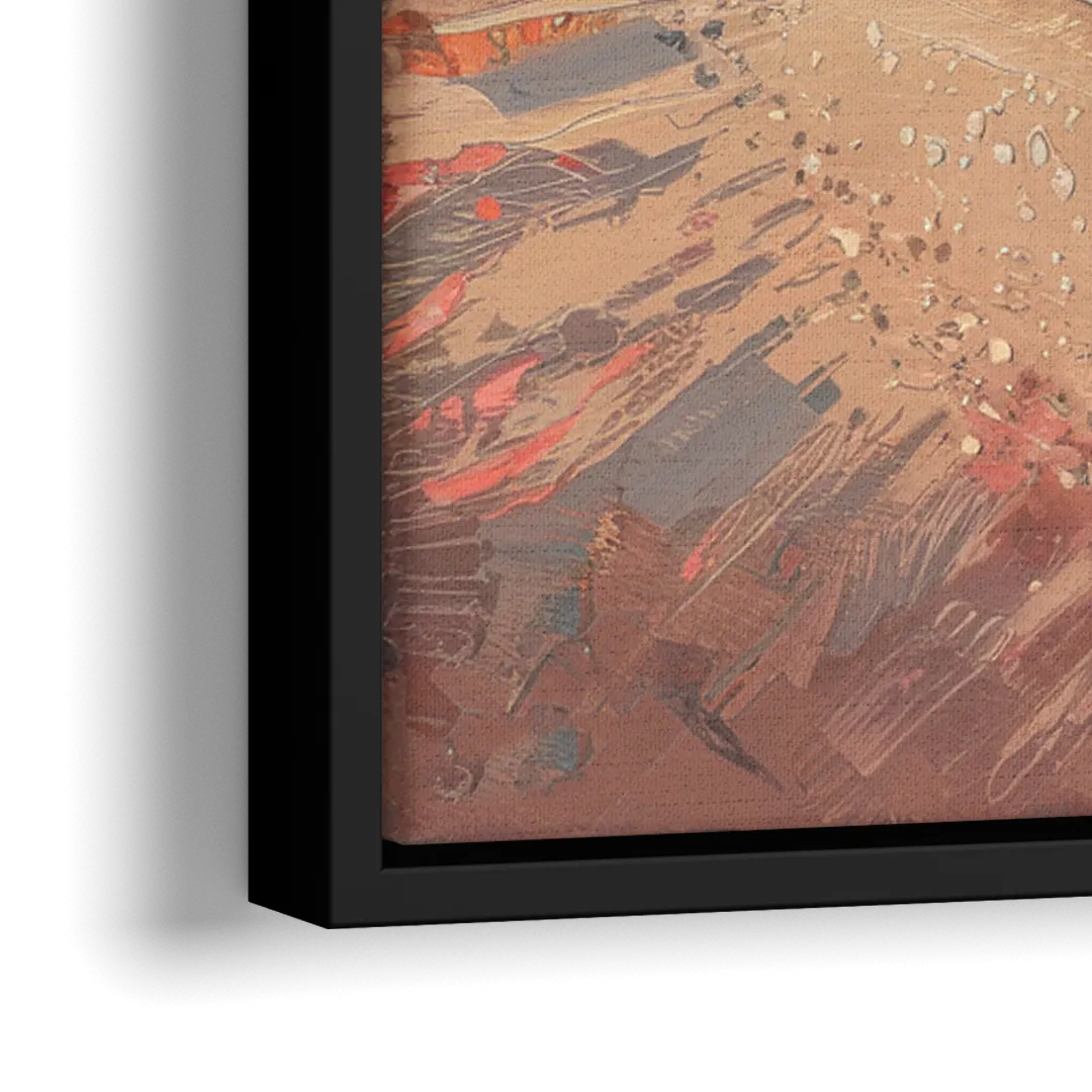 Miami Beachfront Horizon - Close-Up Black Frame Canvas