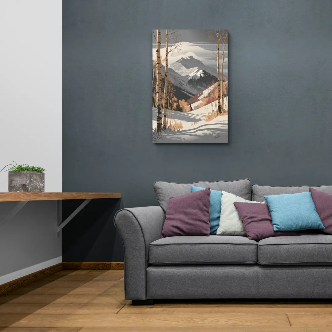 Aspen Snowy Peaks - Canvas Wall Art Living Room