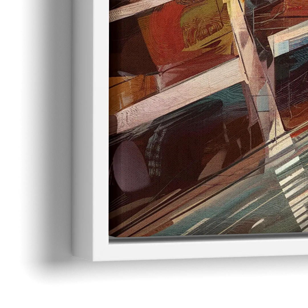 Boston City Streets Aerial View - Close-Up White Frame Canvas