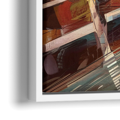 Boston City Streets Aerial View - Close-Up White Frame Canvas