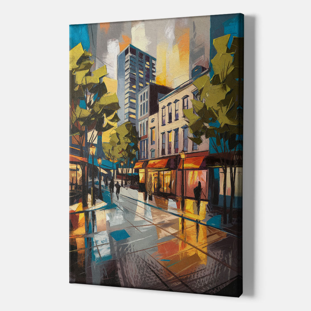 Burlington Vibrant Downtown - Canvas Wall Art Indoor