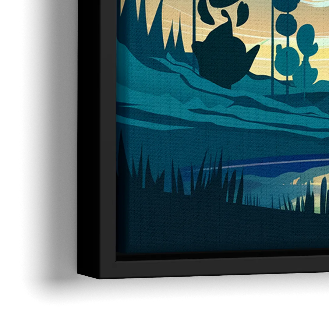 Aurora Borealis Sky - Close-Up Black Frame Canvas