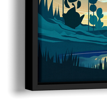 Aurora Borealis Sky - Close-Up Black Frame Canvas