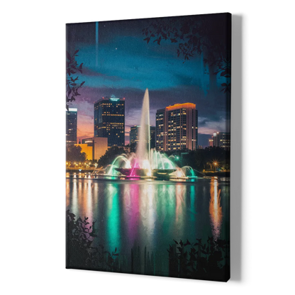 Orlando Downtown Night Lights - Canvas Print Art Sides