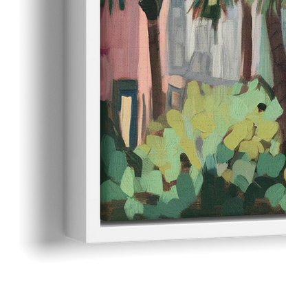 Charleston Rainbow Row - Close-Up White Frame Canvas