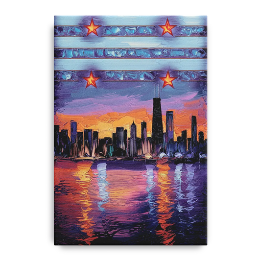 Chicago Flag Inspired Design - Canvas Wall Art