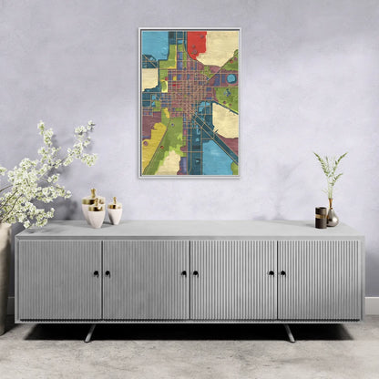 Atlanta Modern Map Design - Living Room White Frame Canvas